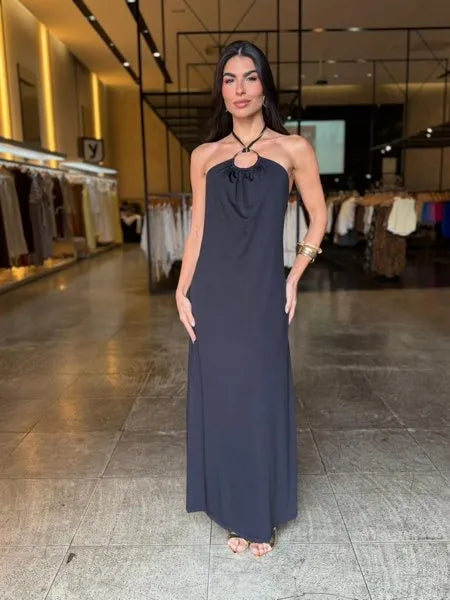 Vestido Longo Detalhe Argola