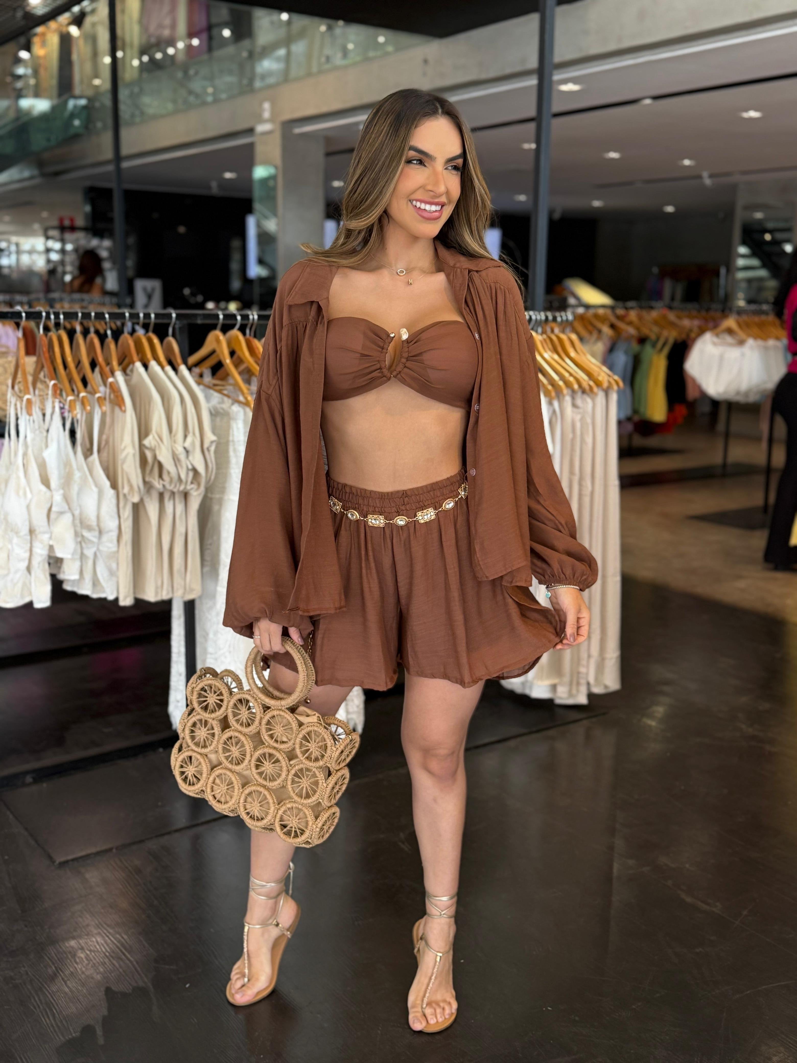 Conjunto 3 Peças Chic - Marrom