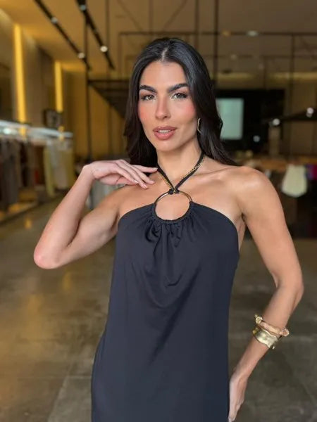 Vestido Longo Detalhe Argola