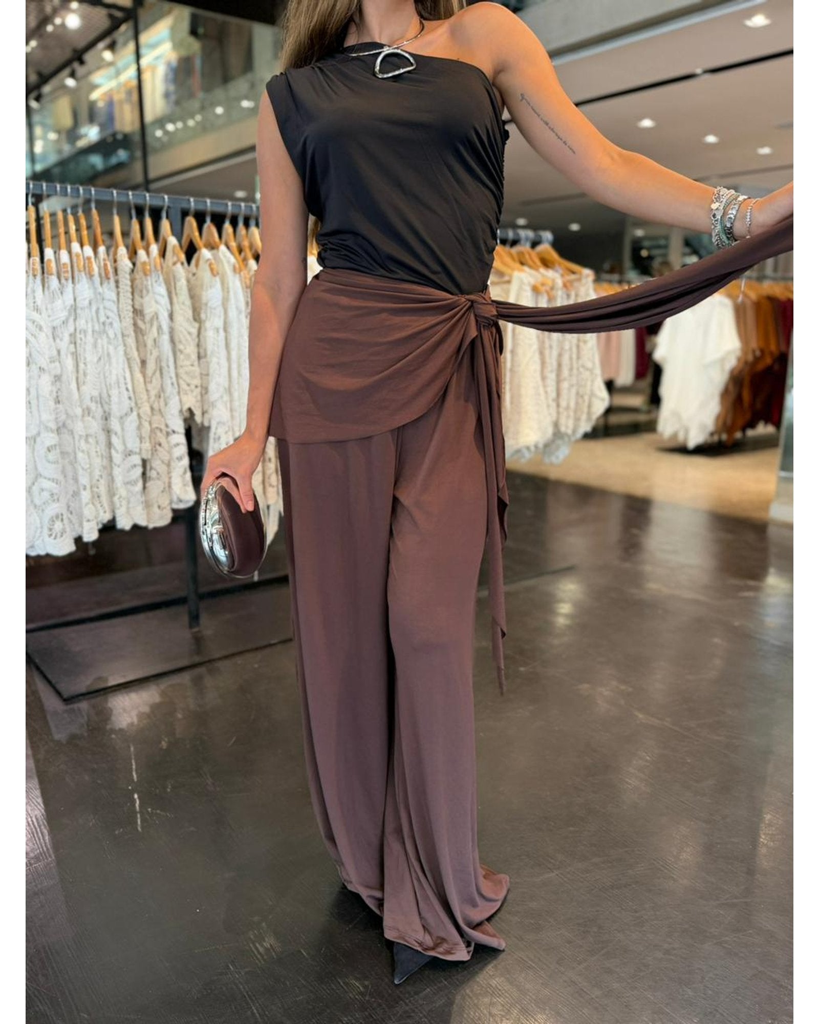 Calça Pantalona com Amarração Lenço