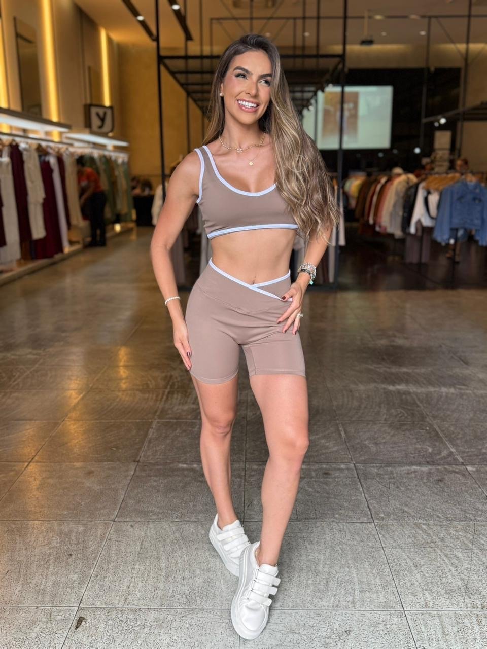 Conjunto Fitness Bicolor - Marrom