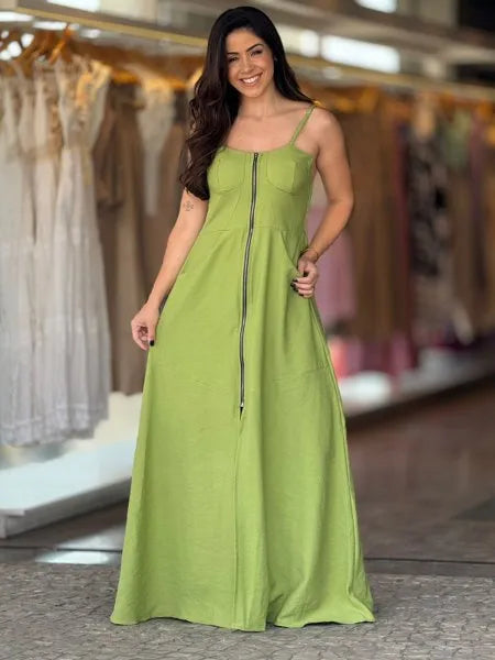 Vestido Longo Zíper Bia