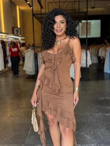 Vestido Babado Assimétrico