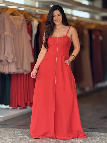 Vestido Longo Zíper Bia