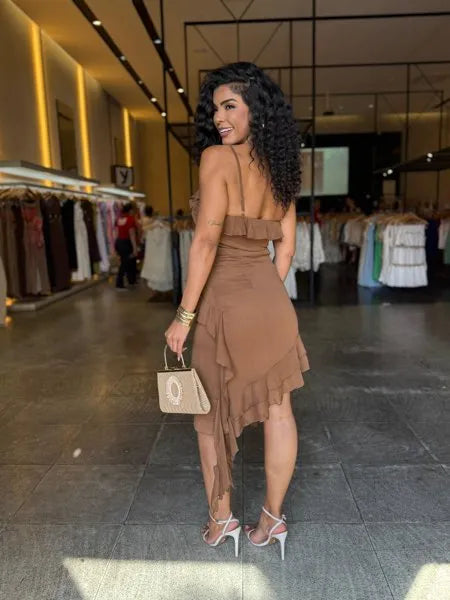 Vestido Babado Assimétrico