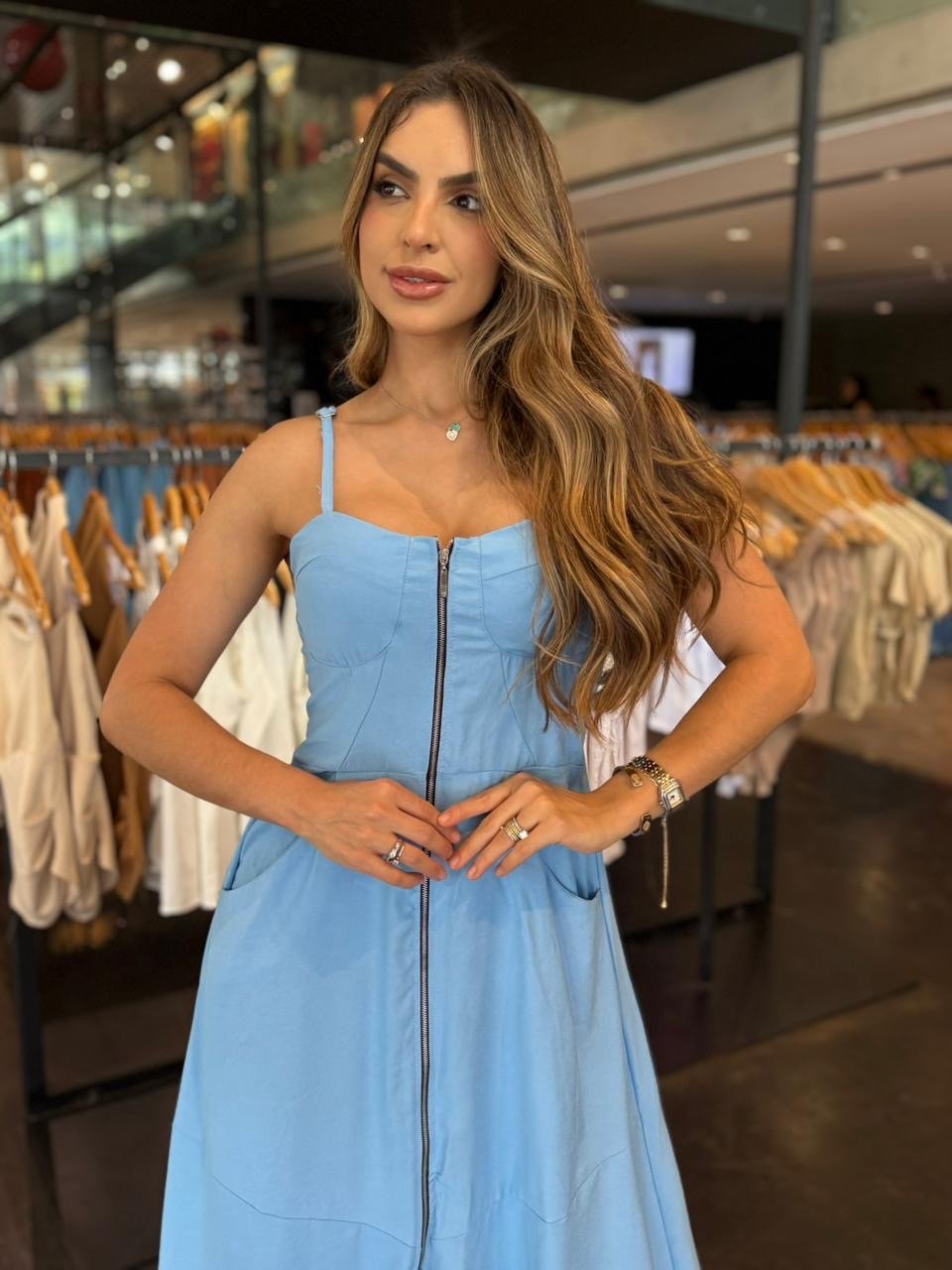 Vestido Longo Zíper Bia