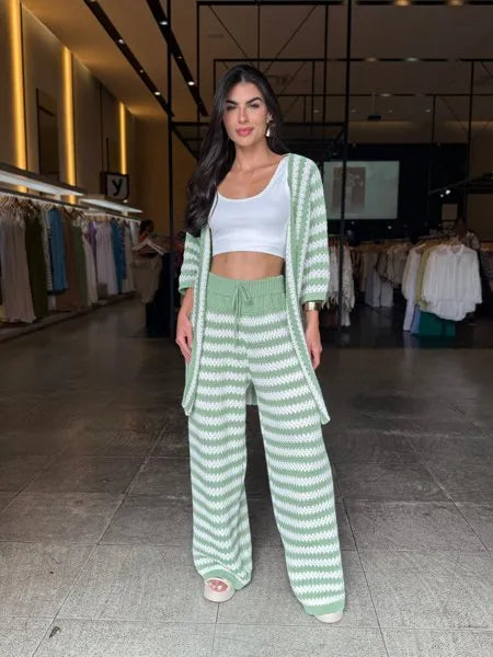 Conjunto Calça Pantalona Tricô
