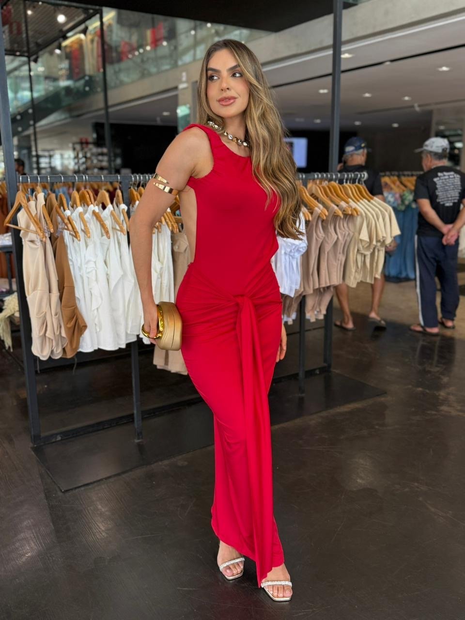 Vestido Suplex Decote Costas - Vermelho