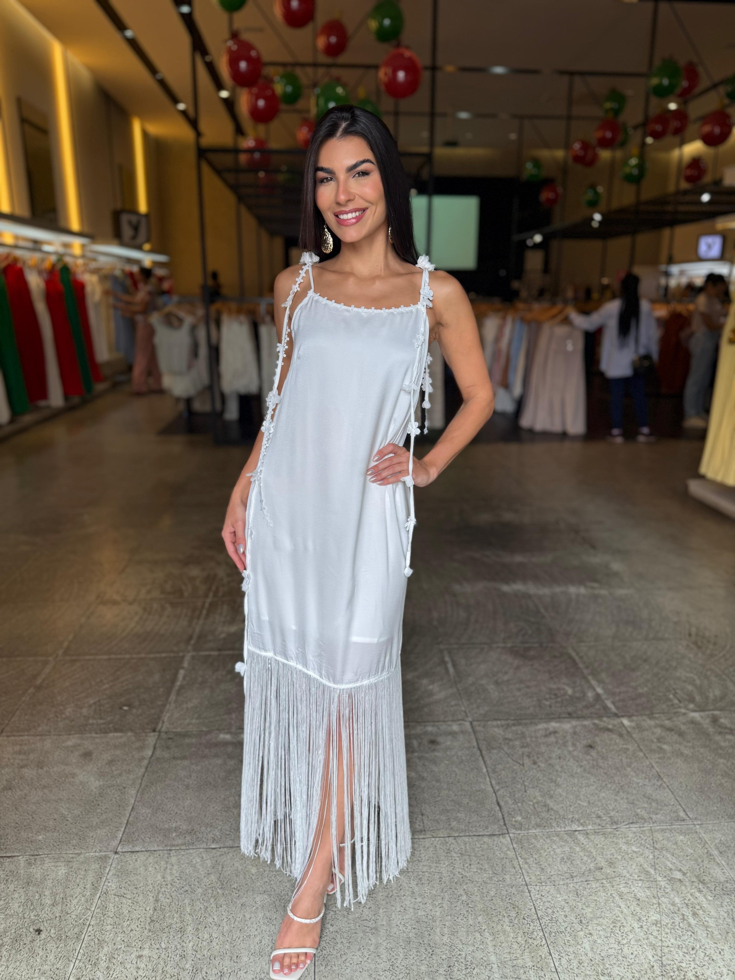 Vestido Chic Franjas - Branco