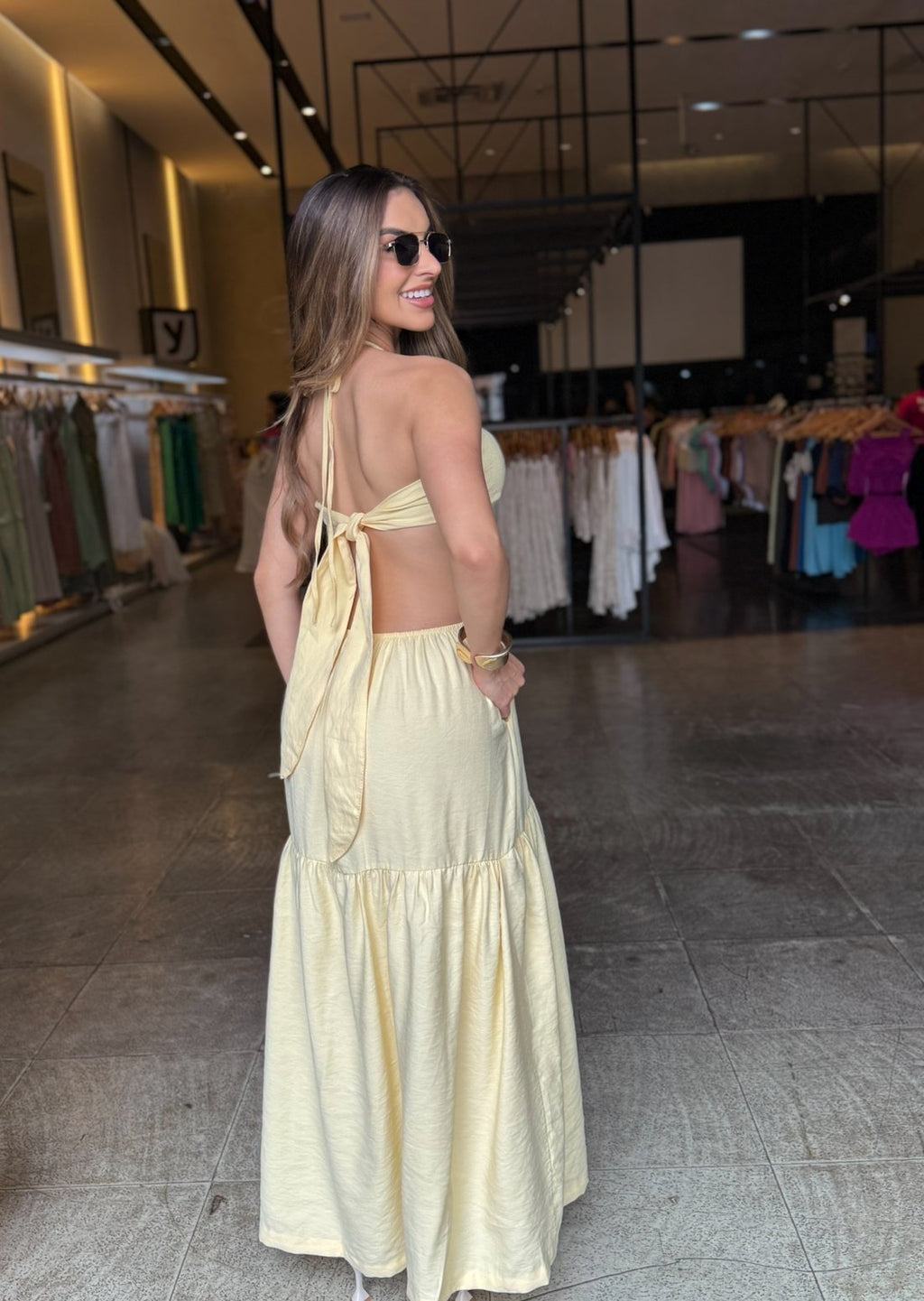 Vestido Longo Detalhe Amarração