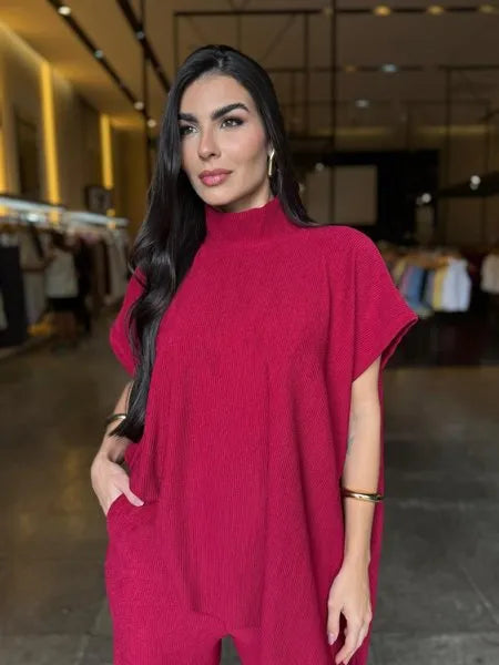 Conjunto Feminino Blusa Assimétrica Luxo