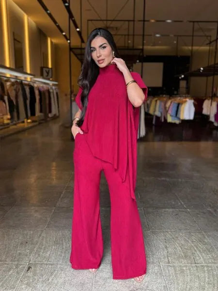 Conjunto Feminino Blusa Assimétrica Luxo