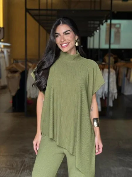 Conjunto Feminino Blusa Assimétrica Luxo