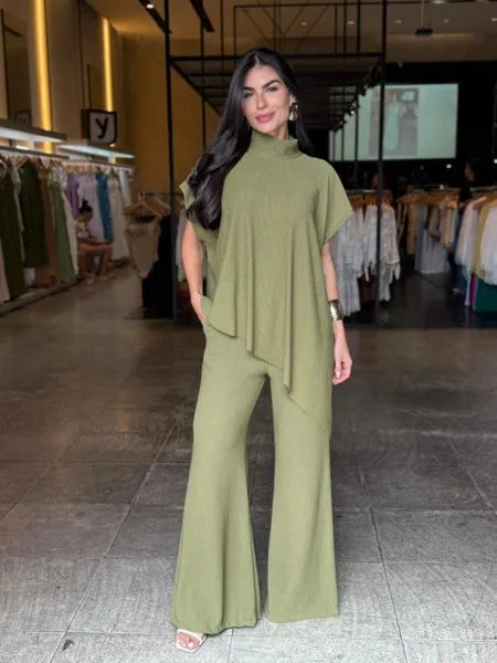 Conjunto Feminino Blusa Assimétrica Luxo