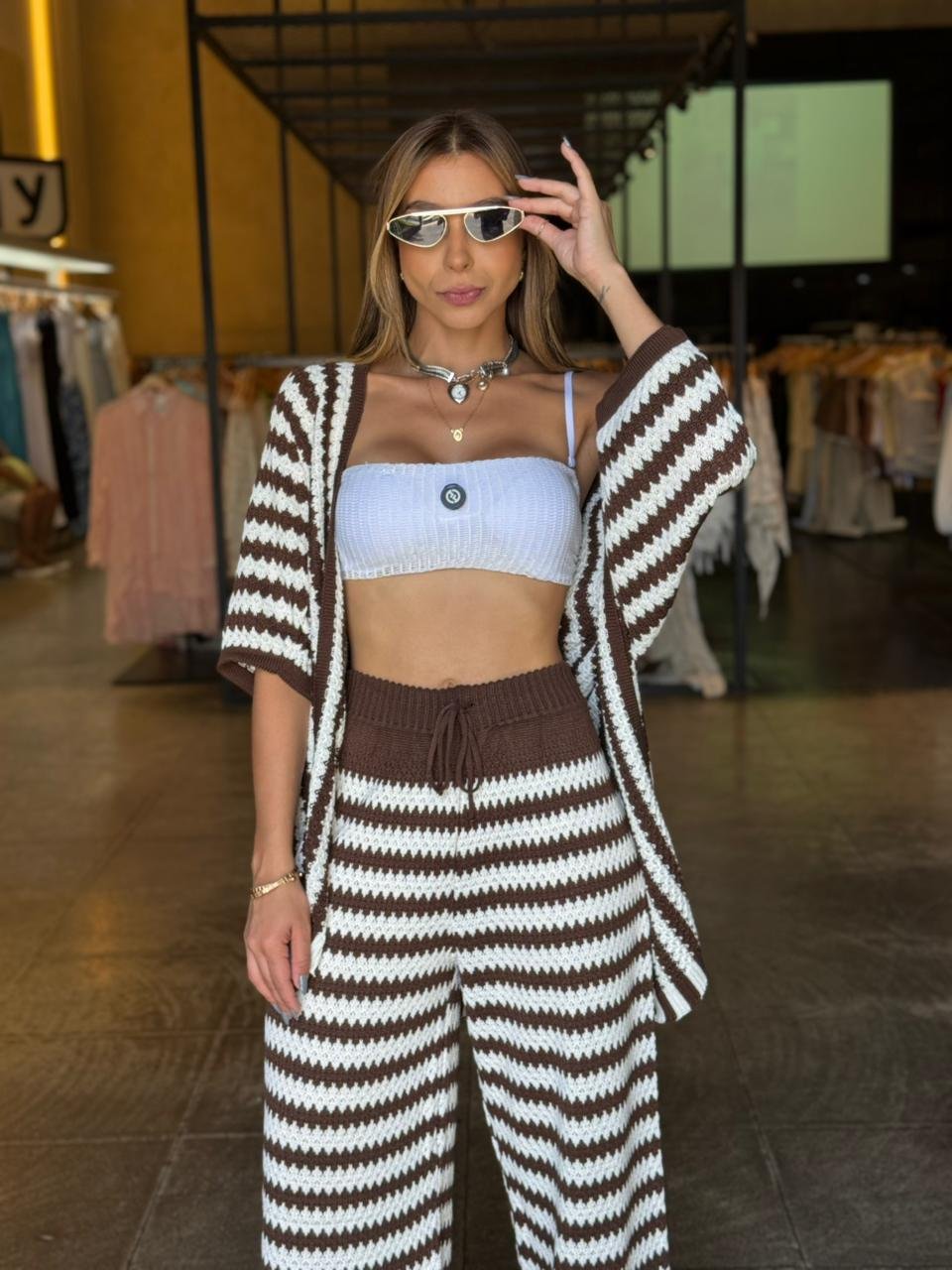 Conjunto Calça Pantalona Tricô
