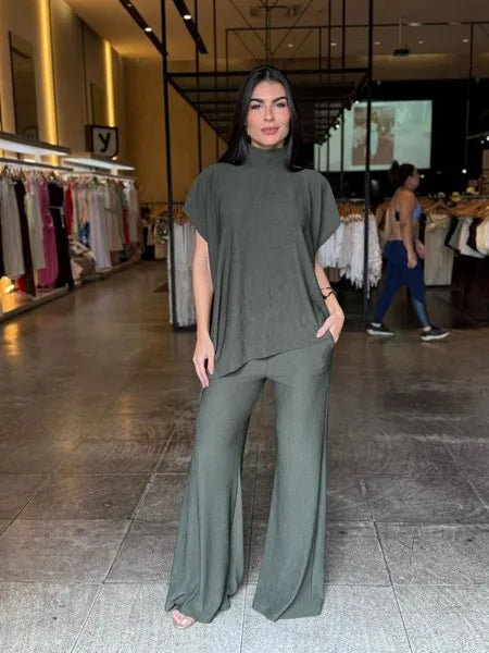 Conjunto Feminino Blusa Assimétrica Luxo