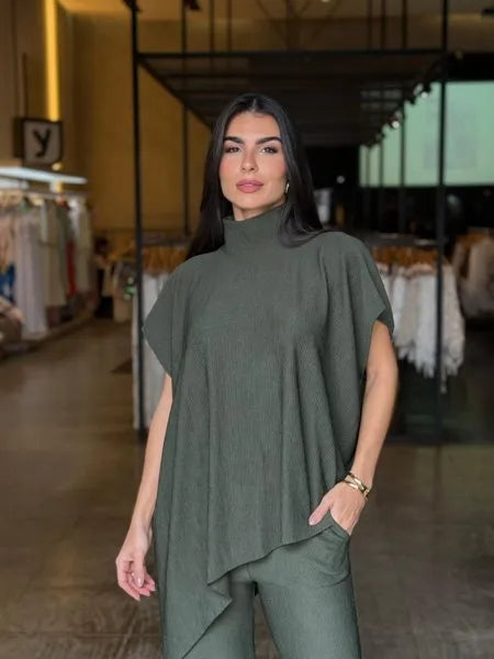 Conjunto Feminino Blusa Assimétrica Luxo