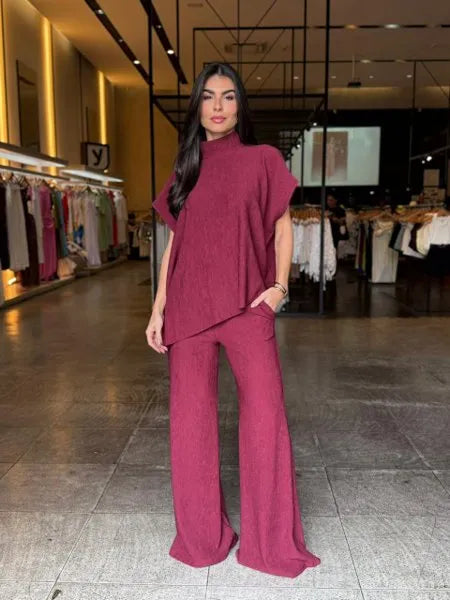 Conjunto Feminino Blusa Assimétrica Luxo