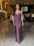 Vestido Cetim Poá Longuete - Vinho