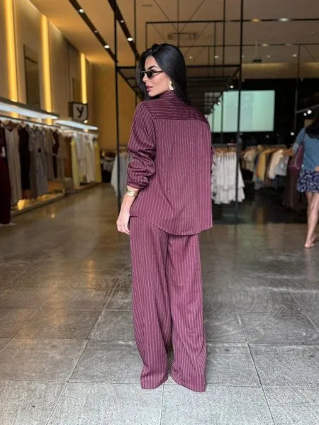 Conjunto Pantalona Risca Giz Alfaiataria