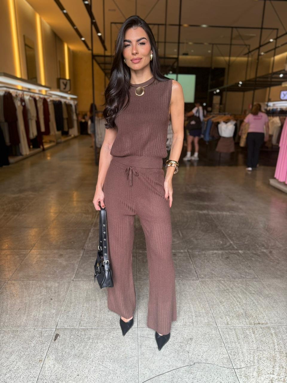 Conjunto Modal Regata Pantalona - Marrom