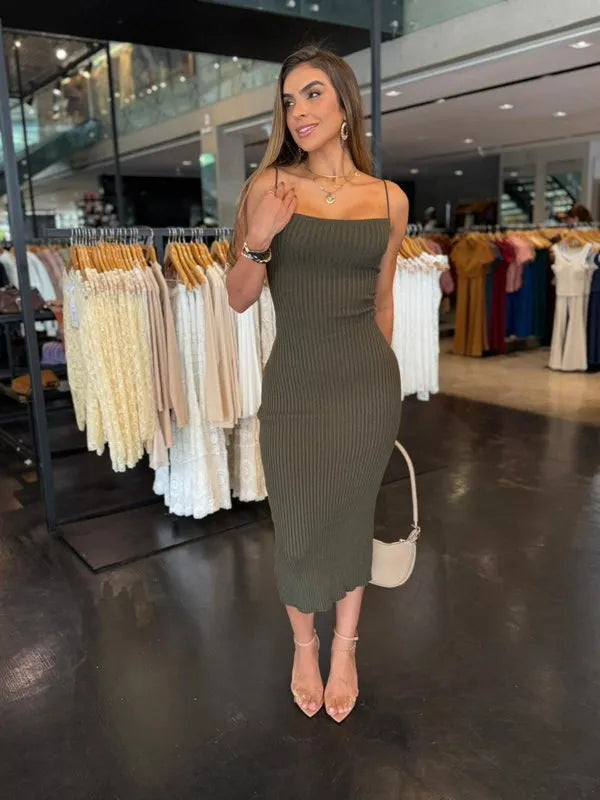 Vestido Tricô Modal Amarração Costas