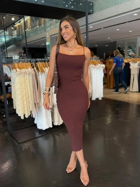 Vestido Tricô Modal Amarração Costas