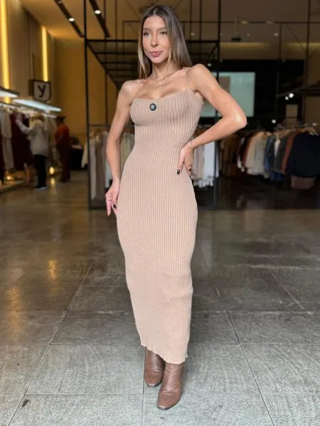 Vestido Tricô Modal Amarração Costas