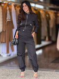 Conjunto Jaqueta Curta e Calça Jogger - Preto