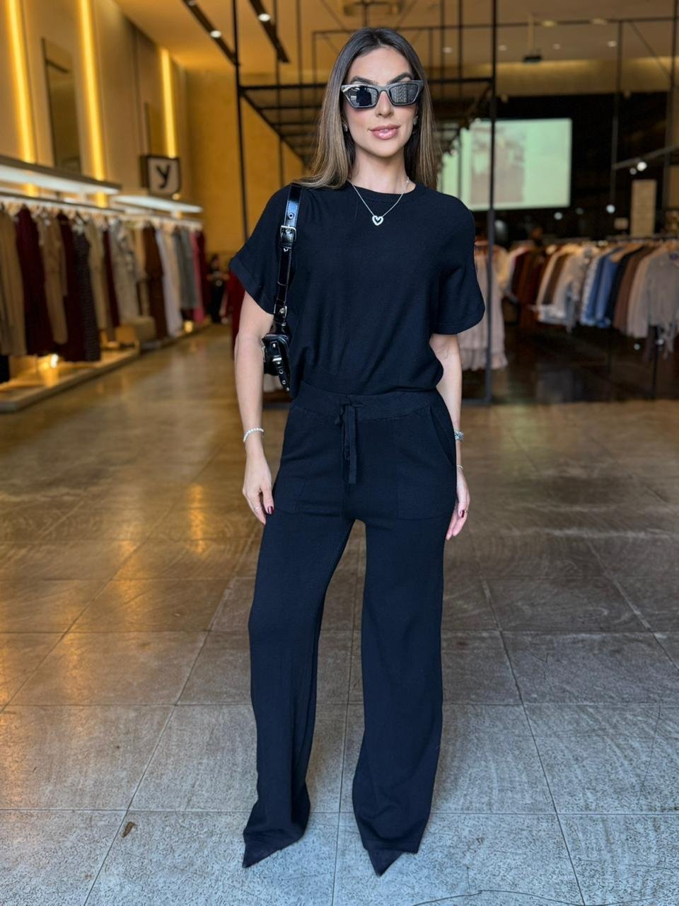 Conjunto Feminino Tricô Modal Elegante - Preto