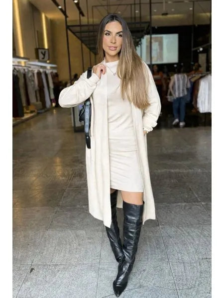 Conjunto Vestido e Cardigan Modal