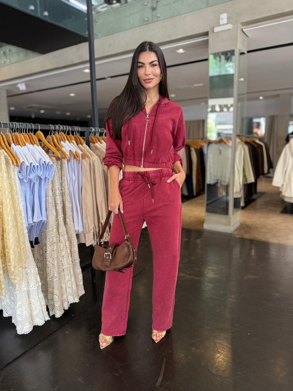 Conjunto Moletom Jaqueta Zíper - Marsala
