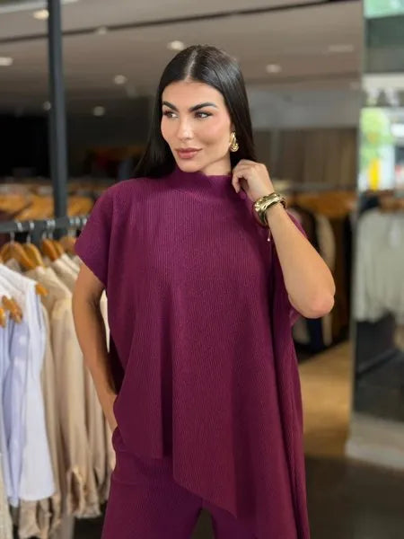 Conjunto Feminino Blusa Assimétrica Luxo