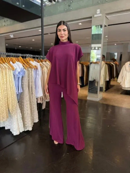 Conjunto Feminino Blusa Assimétrica Luxo