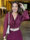 Blusa Gola Boba Manga Longa - Marsala
