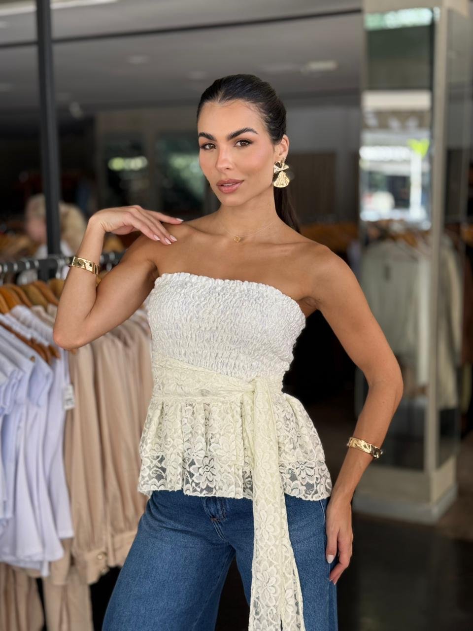 Blusa Renda Tomara Que Caia - Branco