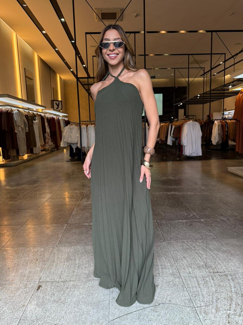 Vestido Plissado Rafa - Verde Militar 1