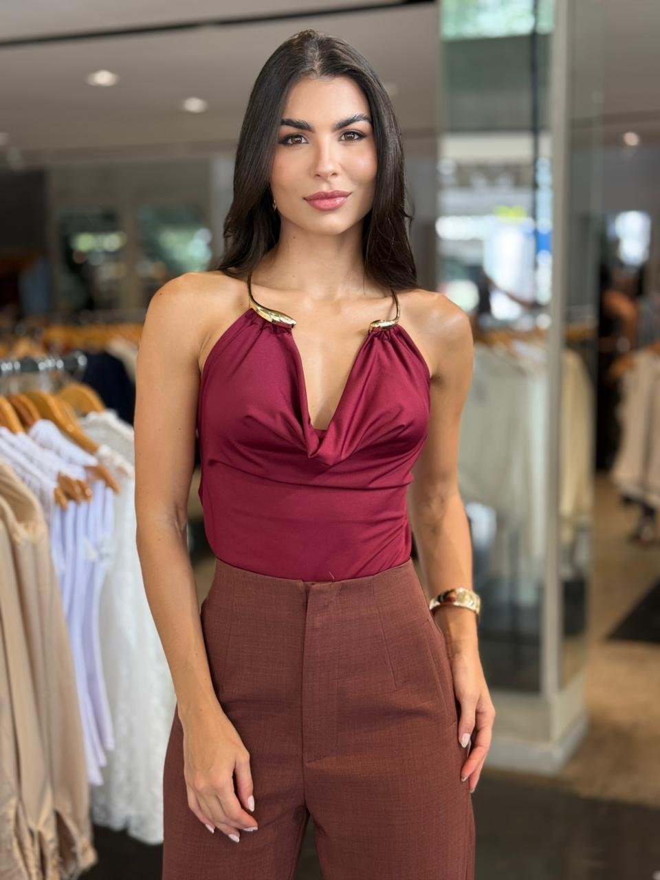 Body Decote Colar - Marsala