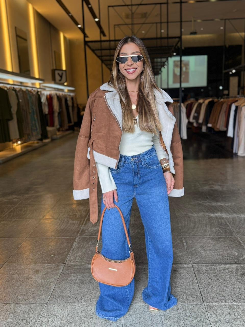 Jaqueta Suede Feminina com Cinto - Caramelo