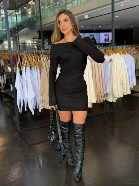 Vestido Curto Modal Ombro a Ombro